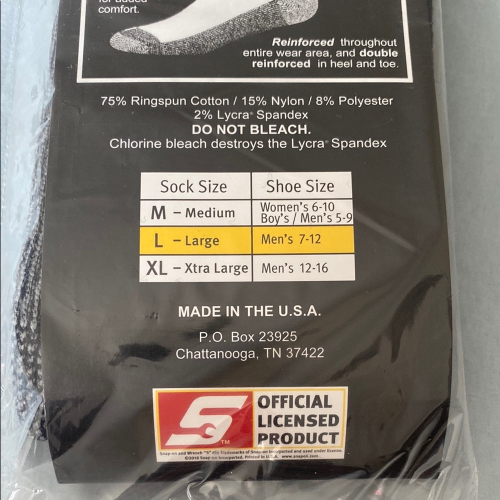 Snap On sock pair, Snap Black Casual Crew Socks Merino Wool Blend - Picture 3 of 5
